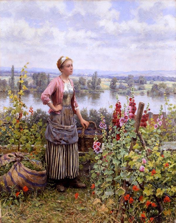 Daniel Ridgway Knight Maria on the Terrace with a Bundle of Grass